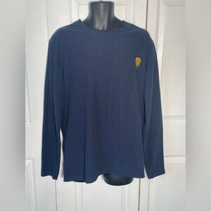 Public Record Melted Smiley Navy Blue Sweater